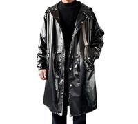 ZDSUHYIW Metallic Trench Coat Men's Sequin Hooded Jacket Casual Glitter Outerwear Windbreaker Windproof Motorcycle Jacket Outdoor Jacket Clubwear Cosplay Costume Hooded Coat, black, 3XL