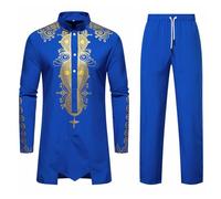 ZDSUHYIW Sheikh Costume Men's Arabic Suit Arabic Costume Tunic Arabic Dress for Men, Thobe, Saudi, Eid, Arabic, Bisht, Coat, Imam Sheikh Saudi Arabic Thobe Jubba, 01 Blue, S