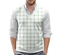 ZDSUHYIW Sleeveless Knitted Jumper Men's Sweater Vest Pullover with V-Neck Classic Business Gentleman Knitwear Knitted Vest Pullover Cardigan Tank Tops, light green, S