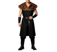 ZDSUHYIW Stone Age Hunter Men's Costume Caveman Fancy Dress Renaissance Medieval Knight Robe Viking Costume Comfortable Elegant Leisure Festive Breathable Warrior
