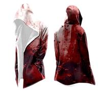ZDSUHYIW Viking Medium Length Hoodie Blood Splash Pattern Costume 3D Printed Odin Myth Spring Autumn Men Women Capes Medieval Cosplay Costume Scandinavia Gift
