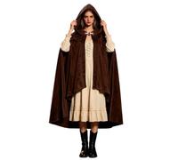 ZDSUHYIW Women's Cape with Hood, Medieval Cape, Renaissance Cape, Comfortable Elegant Leisure Coat, Long for Fancy Dress, Halloween Costume, Vampire, Witches, Vikings, Cosplay
