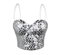 ZDSUHYIW Women's Fishnet Sequin Crop Top with Adjustable Halloween Carnival Costume Straps Sexy Hollow Out Halter Tank Top Backless Blouse Y2K Gothic Punktop for Women