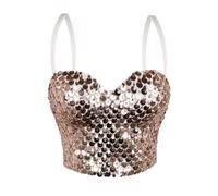 ZDSUHYIW Women's Fishnet Sequin Crop Top with Adjustable Halloween Carnival Costume Straps Sexy Hollow Out Halter Tank Top Backless Blouse Y2K Gothic Punktop for Women
