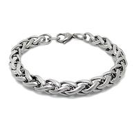 ZDUD Jewellery For Men's,1pcs Link Width 8 mm Mens Stainless Steel Bracelet Silver-plated Chunky Wheat Chain For Men Women(17cm)