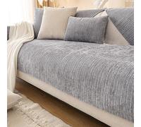 ZDUD Sofa Slipcovers, Covers Washable,Cream Style Chenille Cushion, All Season Universal Non-Slip Seat Pad, Cover With Backrest Protector(Grey,110x180cm)