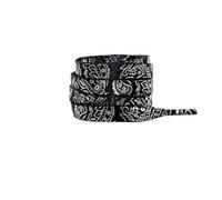 ZDUUONGY Sheer Chiffon Satin Shoe Laces, Cashew Flower Flat Shoelaces Multicolor 120-160cm For Sneakers Sports Basketball(Black Hot Silver,120)