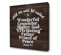 ZDVHOMCB Christian Christmas Wall-Art Canvas Bible Verse Isaiah 9 6 Rustic Religious Scripture Decor for Home Unframed,12x18inch(30x45cm)