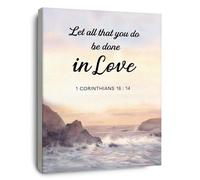ZDVHOMCB Christian Gift, Bible Verse Canvas Print, 1 Corinthians 16:14 Do Everything in Love, Wedding or Family Present Framed,08x12inch(20x30cm)