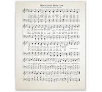 ZDVHOMCB Christian Music Sheet How Great Thou Art Hymn Score Sheet Music Wall-Art Home Decor Choir Song Print Framed,08x12inch(20x30cm)