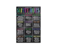 ZDVHOMCB Classroom Internet Safety Poster, Rules for Online Security, STEM Technology & Digital Citizenship Wall Chart Unframed,12x18inch(30x45cm)