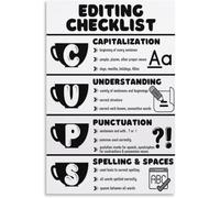 ZDVHOMCB CUPS Editing Strategy Poster, Writing Checklist for Classroom, Capitalization Usage Punctuation Spelling Chart, Teacher Resource Wall Art Framed,16x24inch(40x60cm)
