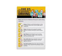 ZDVHOMCB Defensive Driving Safety Tips Poster - Educational Guide for Seat Belt Use and Distracted Driving Awareness Unframed,12x18inch(30x45cm)