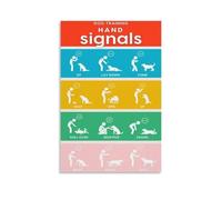 ZDVHOMCB Dog Training Basics Poster, Hand Signals Command Chart Canvas Art for Beginners, Living Room, Study Decor Unframed,16x24inch(40x60cm)