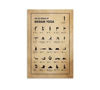 ZDVHOMCB Foundational Yoga Poses Chart - Set of 26 Essential Asanas Poster - Practice Guide & Wall Art for Yoga Enthusiasts, Beginners, Studio Decor Framed,12x18inch(30x45cm)