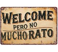 ZDVHOMCB Humorous Spanish Phrase Sign Welcome But Not For A Long Time on Retro Aluminum for Home or Bar 8 X 12 in