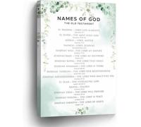 ZDVHOMCB Inspirational Scripture Poster Names of God Wall-Art Print Christian Decor for Home Office Church Bible Study(Framed,08x12inch(20x30cm))