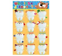 ZDVHOMCB Interactive Who Lost a Tooth Poster - Confetti Teeth Learning Chart for Kids, Classroom Nurse Office Decor for Kindergarten Elementary Teachers Framed,08x12inch(20x30cm)