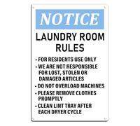 ZDVHOMCB Laundry Room Rules and Warning Metal Tin Sign Retro Vintage Decor For Residents Only Funny Wall Sign for Home Utility Room 8 X 12 inch