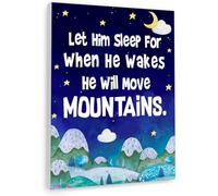 ZDVHOMCB Let Him Sleep for When He Wakes He Will Move Mountains Inspirational Quote Canvas Wall-Art for Nursery, Bedroom and Playroom Decor Framed,12x18inch(30x45cm)