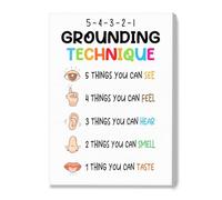 ZDVHOMCB Mindfulness Grounding Poster Anxiety Technique 5 4 3 2 1 Method Mental Health Wall-Art for Counseling Office Unframed,12x18inch(30x45cm)