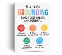 ZDVHOMCB Mindfulness & Grounding Techniques Poster - Mental Wellness Educational Art, Wall Decor for Therapy Practice, School Office, or Home Sanctuary Framed,12x18inch(30x45cm)