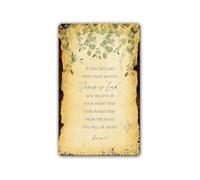 ZDVHOMCB Rustic Metal Sign Jesus Is Lord Romans 10 9 Scripture Wall-Art Christian Quote Poster Bible Verse Decor Vintage Tin Sign Confess With Your Mouth Home Church 8 X 12 inch