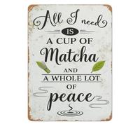 ZDVHOMCB School Matcha Quote Metal Tin Sign Green Tea Wall Decor For Cafe Kitchen Pantry Cozy Corner Sunroom 8 X 12 inch