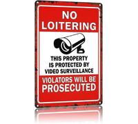 ZDVHOMCB Security Camera Sign No Loitering Prosecuted Vintage Tin Sign for Business Entrance Wall Decor 8 X 12 in