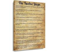 ZDVHOMCB Serenity & Growth Poster: The 12 Steps - Vintage Style Anonymous Philosophy, Motivational Canvas Art for Bedroom, Den, Gift for Sponsor Framed,12x18inch(30x45cm)