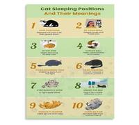 ZDVHOMCB What Your Cats Sleeping Position Means Poster Pet Relaxation Decoder Guide Canvas Wall-Art for Living Room Bedroom(Framed,08x12inch(20x30cm))