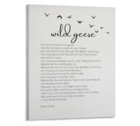 ZDVHOMCB Wild Geese Poem Canvas Print Mary Oliver Quote Inspirational Wall-Art for Study Room and Home Decor Framed,08x12inch(20x30cm)