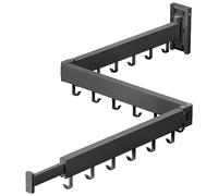 ZdwCyl Clothes Drying Rack,Laundry Drying Rack Wall Mount, Space Saver Clothes Rack,Retractable,Collapsible(Tri-Fold), for Balcony,Laundry,Bathroom, Dark Grey Color,3z-g02