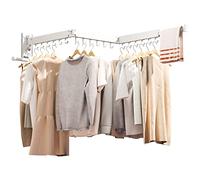 ZdwCyl Clothes Drying Rack,Laundry Drying Rack Wall Mount, Wall Mounted Clothes Rack,Retractable,Collapsible(Tri-Fold),Drying Rack Clothing,can Fold Upward & Left & Right,Space Saver, White Color