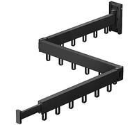 ZdwCyl Clothes Drying Rack,Laundry Drying Rack,Wall Mounted Laundry Rack, Space Saver Clothes Rack,Retractable,Collapsible(Tri-Fold), for Balcony,Laundry,Bathroom, Ring Type Hooks,Black Color