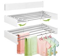 ZdwCyl Wall Mounted Clothes Drying Rack 32 inches,Foldbale Laundry Drying Rack Wall Mount,Drying Rack Clothing Space Saver,Retractable,Collapsible,Folding Laundry Rack,White