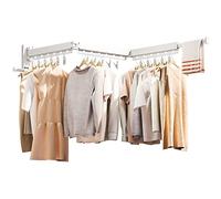 ZdwCyl Wall Mounted Clothes Hanger,Clothes Drying Rack,Laundry Rack Wall Mount,Drying Rack Clothing,Clothes Rack Retractable,Collapsible(Tri-Fold), with Windproof Holes & Clips,White Color
