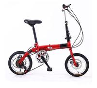 ZDXC Folding 14in Bicycle, 5 Speed Portable Student Compact Bicycle Urban Commuter Lightweight Bike for Men Women Child, 4 Colours