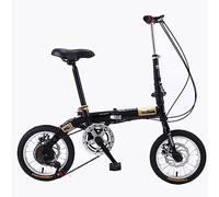 ZDXC Folding 14in Bicycle, 5 Speed Portable Student Compact Bicycle Urban Commuter Lightweight Bike for Men Women Child, 4 Colours