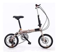 ZDXC Folding 14in Bicycle, 5 Speed Portable Student Compact Bicycle Urban Commuter Lightweight Bike for Men Women Child, 4 Colours