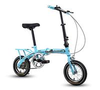 ZDXC Folding City Bike, 12 Inch, Blue, Compact, Lightweight, Adult, Unisex