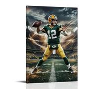 ZDXTYH Aaron RodgersModern Aesthetic Decor Prints for Bedroom Living Room Office with Premium Fade Resistant Canvas24x36inch(60x90cm) Aaron Rodgers