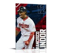 ZDXTYH Francisco LindorModern Aesthetic Decor Prints for Bedroom Living Room Office with Premium Fade Resistant Canvas24x36inch(60x90cm) Francisco Lindor