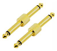 zdyCGTime 2-Pole 6.35mm 1/4" Audio Mono Male to Male Pedal Coupler Guitar Effects Pedal to Pedal Connector.(Gold/2 Pack)