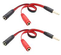 zdyCGTime 20CM Red 2-Pack 4-Pole 3.5mm Audio Y Splitter Cable, Headset Mic & Stereo Adapter for Smartphone, Tablet, MP3, MP4, PC, Laptop, Gaming Console