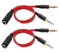 zdyCGTime 20CM Red 2Pack 3.5mm Audio Y Splitter Cable, 3-Pole 3.5mm AUX Female to 2x3.5mm Male Headset Mic & Stereo Y Splitter Cable for Smartphone, Tablets, MP3, MP4