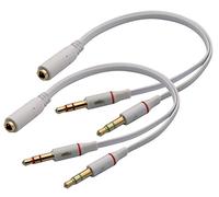 zdyCGTime 3.5mm Audio Y Splitter Cable, 20CM, 2 Pack, White, Compatible with Smartphone, Tablet, MP3, MP4, PC, Laptop