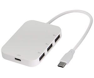 zdyCGTime 3-in-1 USB-C to USB 2.0 Adapter,Type-C male to 3USB Ports+Type-c female Hub,Suitable for devices with USB 3.1 Gen1 interface to read U disk, mouse, keyboard, printer, etc.(24cm/White)