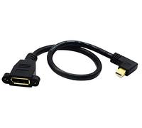zdyCGTime (32CM) Mini DP to Panel Mount DP Cable, Gold Plated 90 Degree Left Corner Mini DP (Displayport) Male to DP (Displayport) Female Panel Mount Audio and Video Extender Cable(Left Corner m/F)