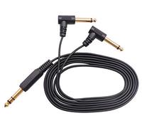 zdyCGTime 3Pole 6.35mm to 2Pole 2 6.35 Audio Y Splitter Cable,Gold Plated 90° 1/4 Inch 6.35mm Male TRS Stereo to 2 6.35mm 1/4 Inch Male TS Mono Right Angle Y Splitter Audio Cable.(1.8M/1Pack)